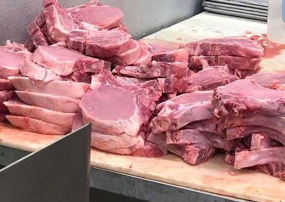 Pork Chops During Processing