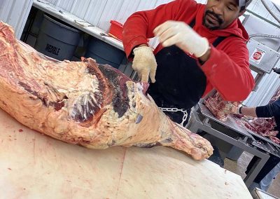 Trimming Beef During Processing