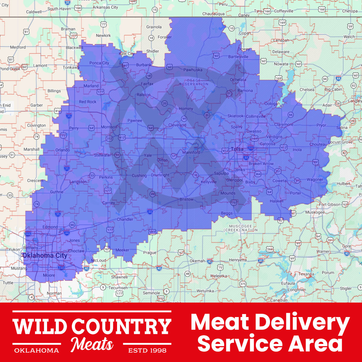 Wild Country Meats - Meat Delivery Map Wild Country Meats - Meat Delivery Service Area Map